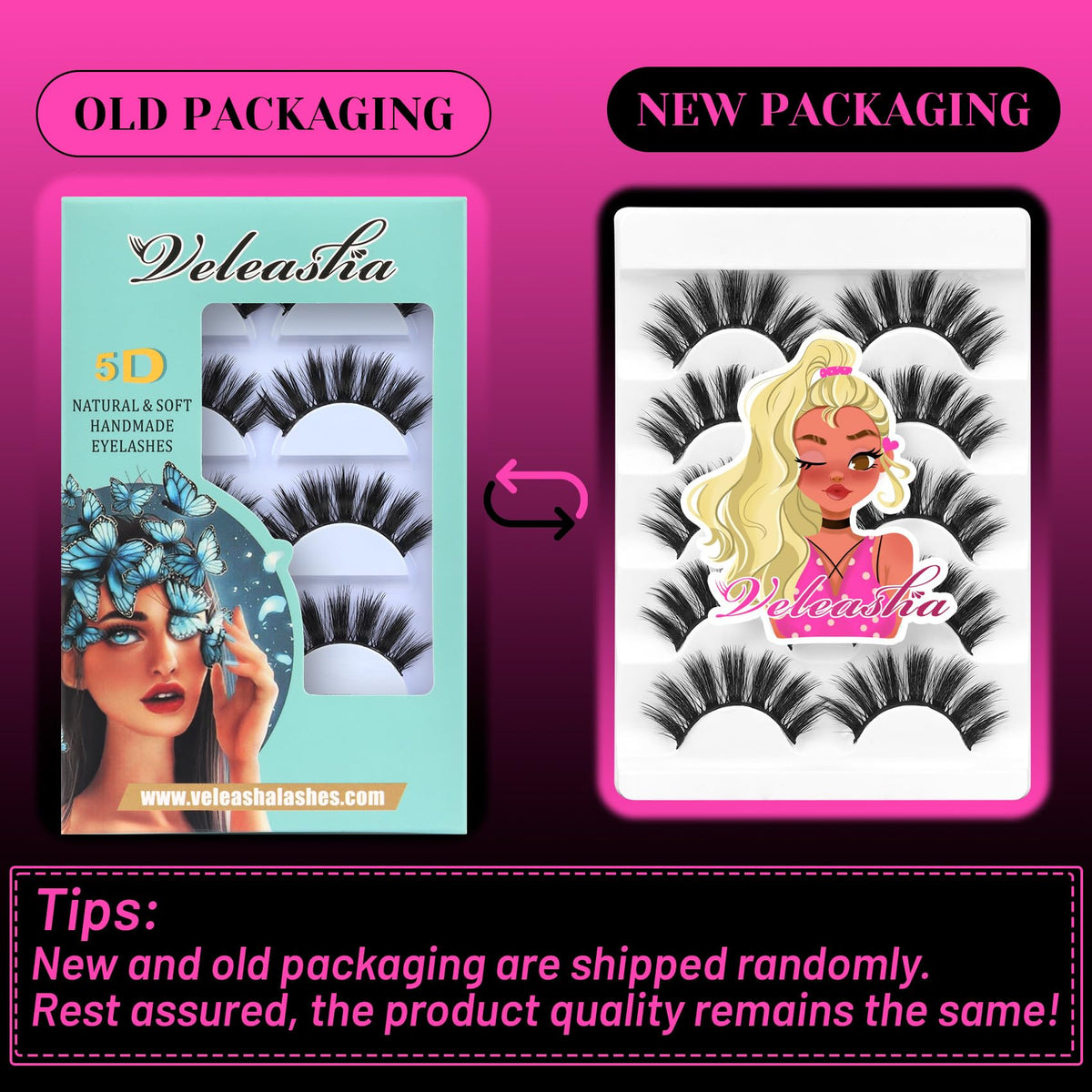 Veleasha 5D Faux Mink False Eyelashes worn by a model