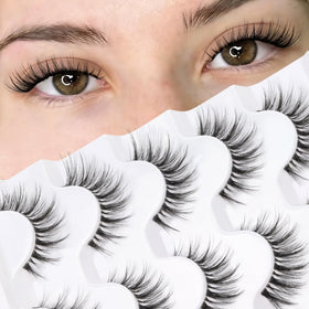 Veleasha Cat Eye False Eyelashes front view with clear band