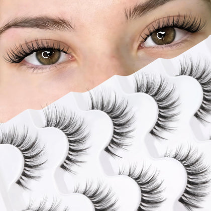 Veleasha Cat Eye False Eyelashes front view with clear band
