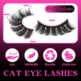 Veleasha Fluffy False Eyelashes Cat Eye Lash Strips 801 side view