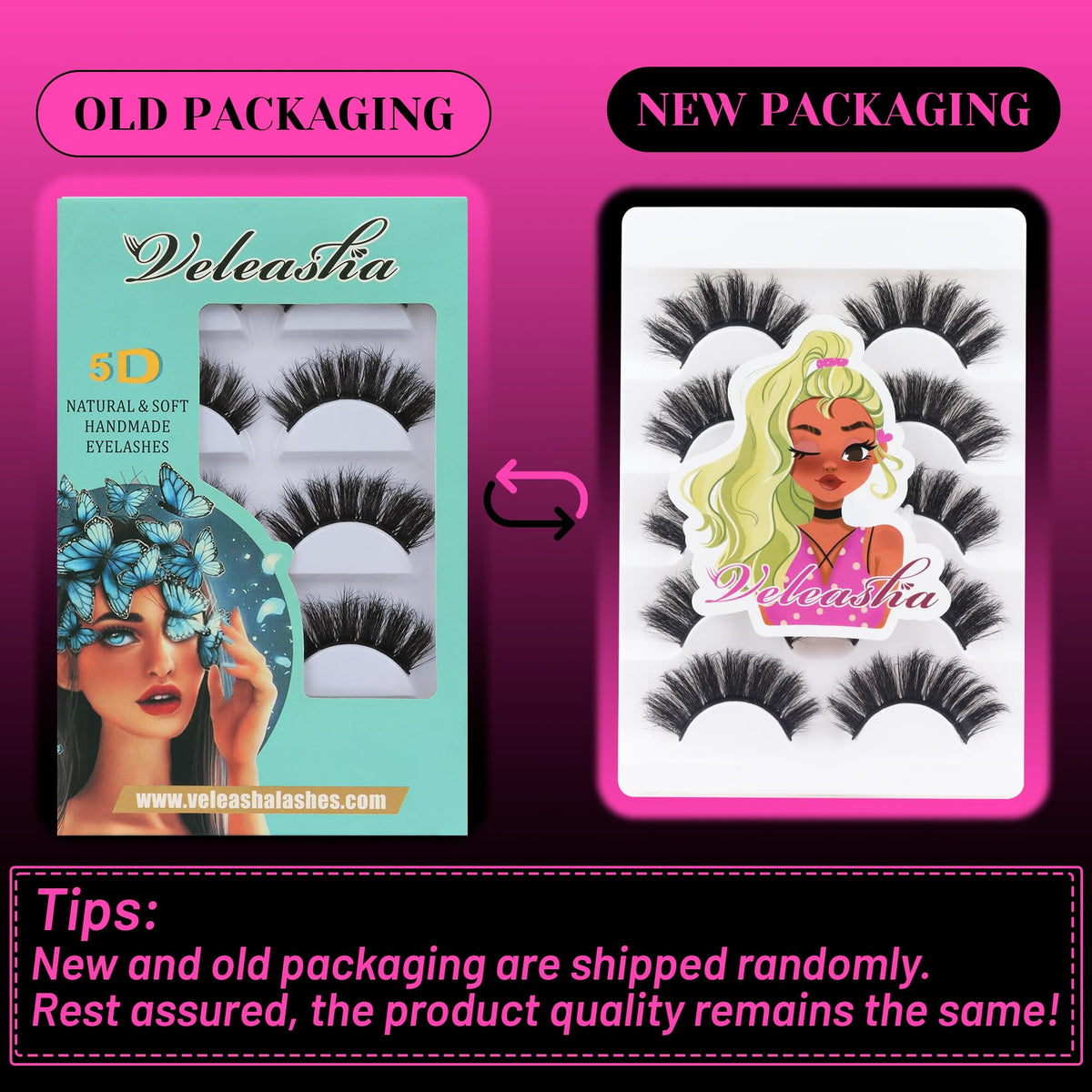 Veleasha Fluffy False Eyelashes Cat Eye Lash Strips 801 with applicator