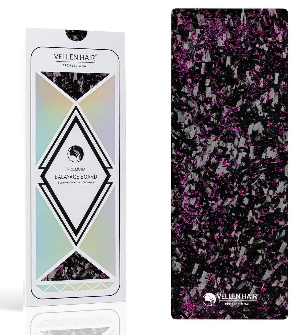 Vellen Hair Carbon Fiber Balayage Board front view, black and pink