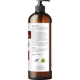 velona Organic Flaxseed Oil 16 fl oz lifestyle scene in a kitchen
