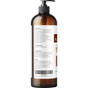 velona Organic Flaxseed Oil 16 fl oz side view highlighting pump