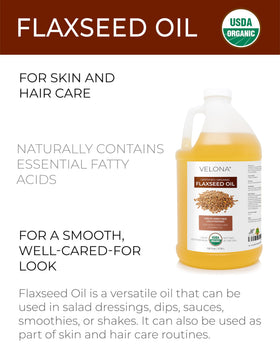 velona Organic Flaxseed Oil bottle side view