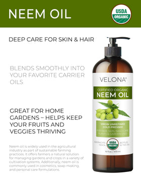 velona Organic Neem Oil 16 fl oz back view with label