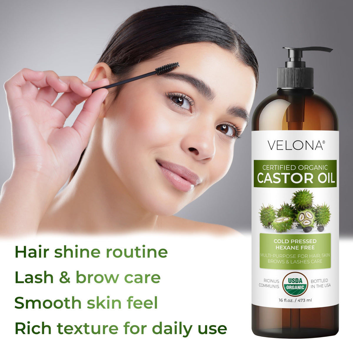 velona USDA Organic Castor Oil close-up of cap