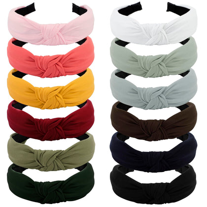 VELSCRUN 12 Pack colourful knotted headbands assorted designs
