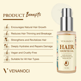 Venanoci Hair Growth Oil 150g side view with dropper