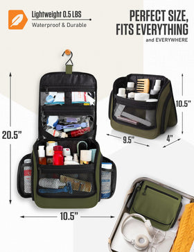 VENTURE 4TH Hanging Travel Toiletry Bag open view with compartments
