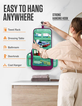VENTURE 4TH Hanging Travel Toiletry Bag opened displaying contents