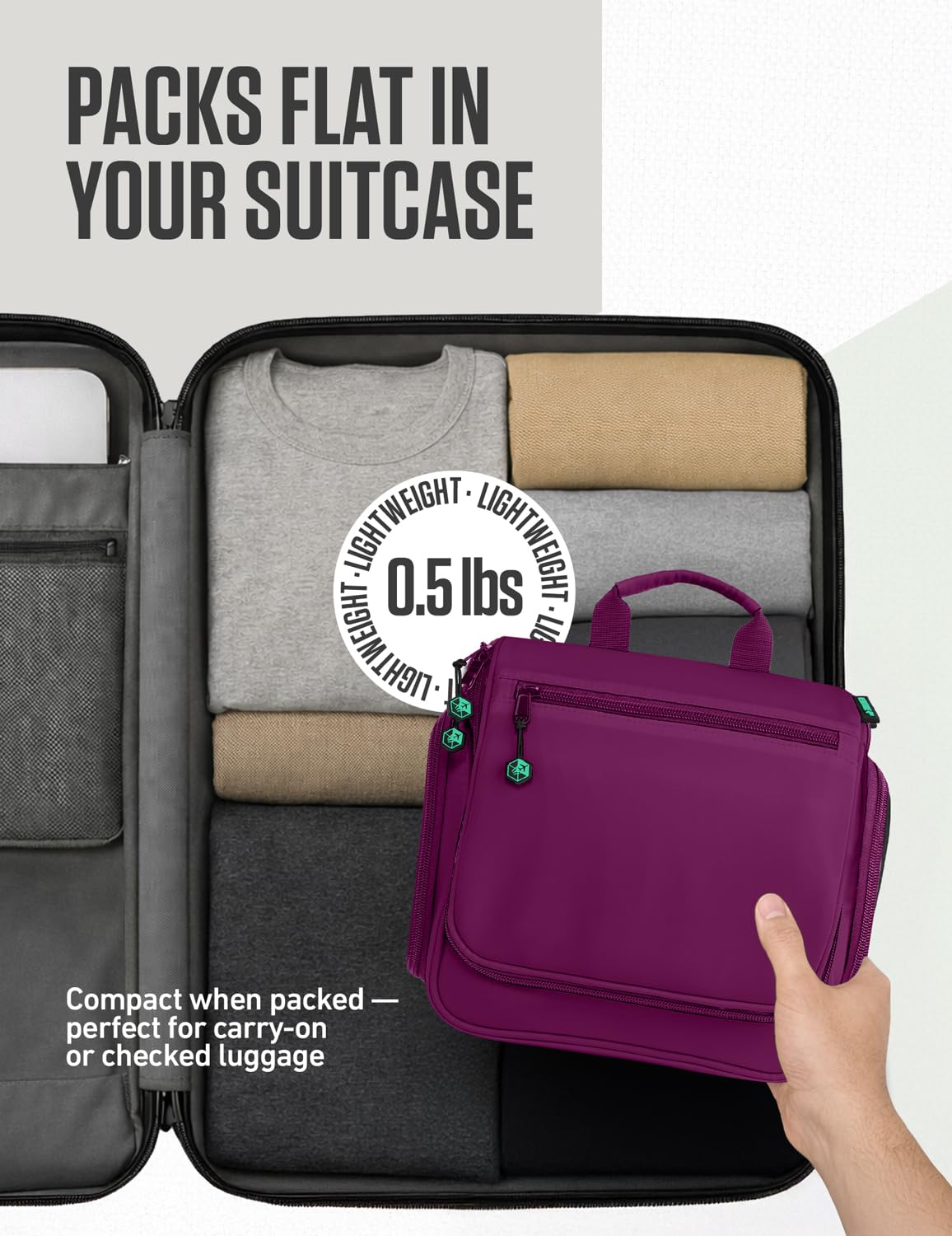 VENTURE 4TH Hanging Travel Toiletry Bag packed for travel