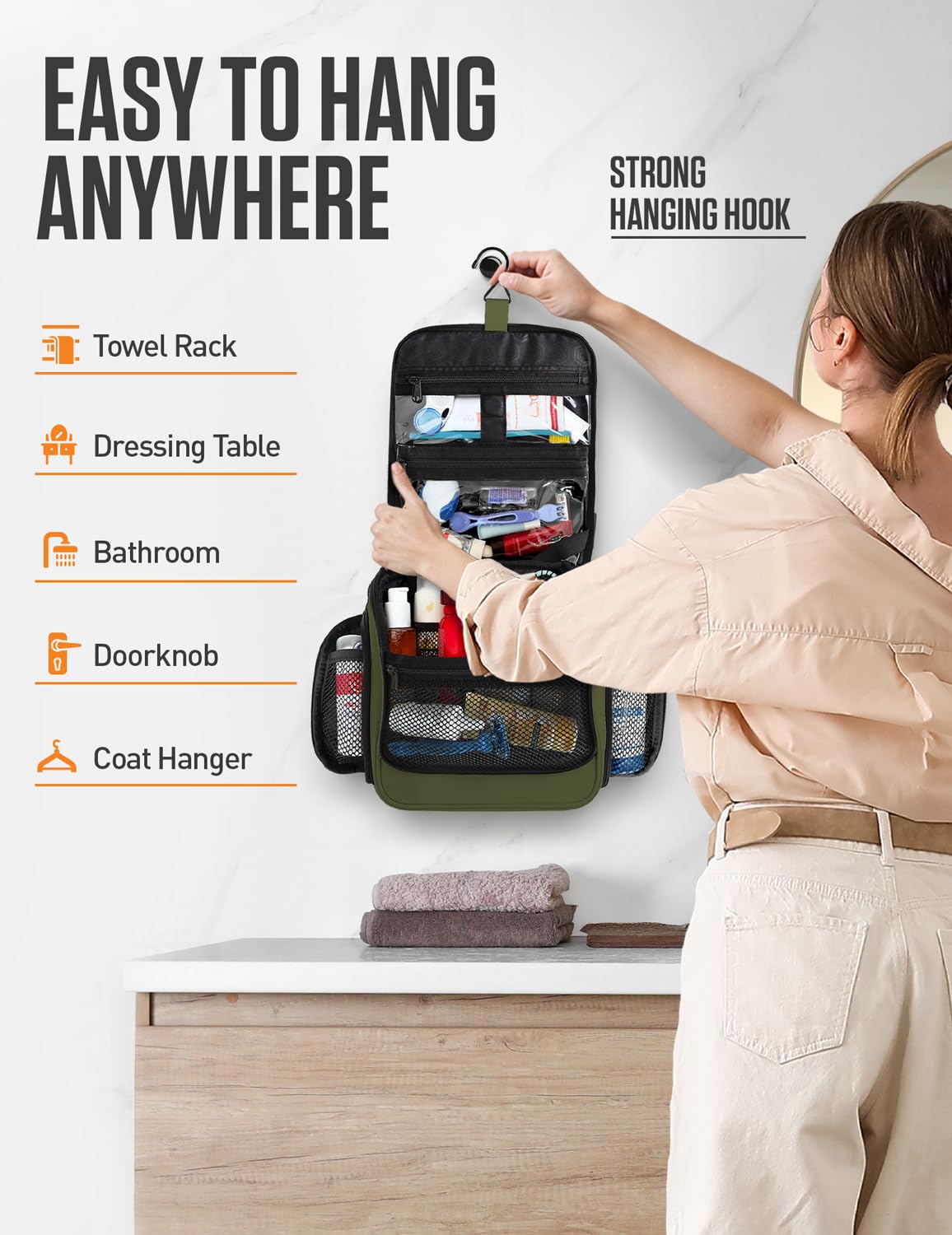 VENTURE 4TH Hanging Travel Toiletry Bag with TSA-approved clear pouch