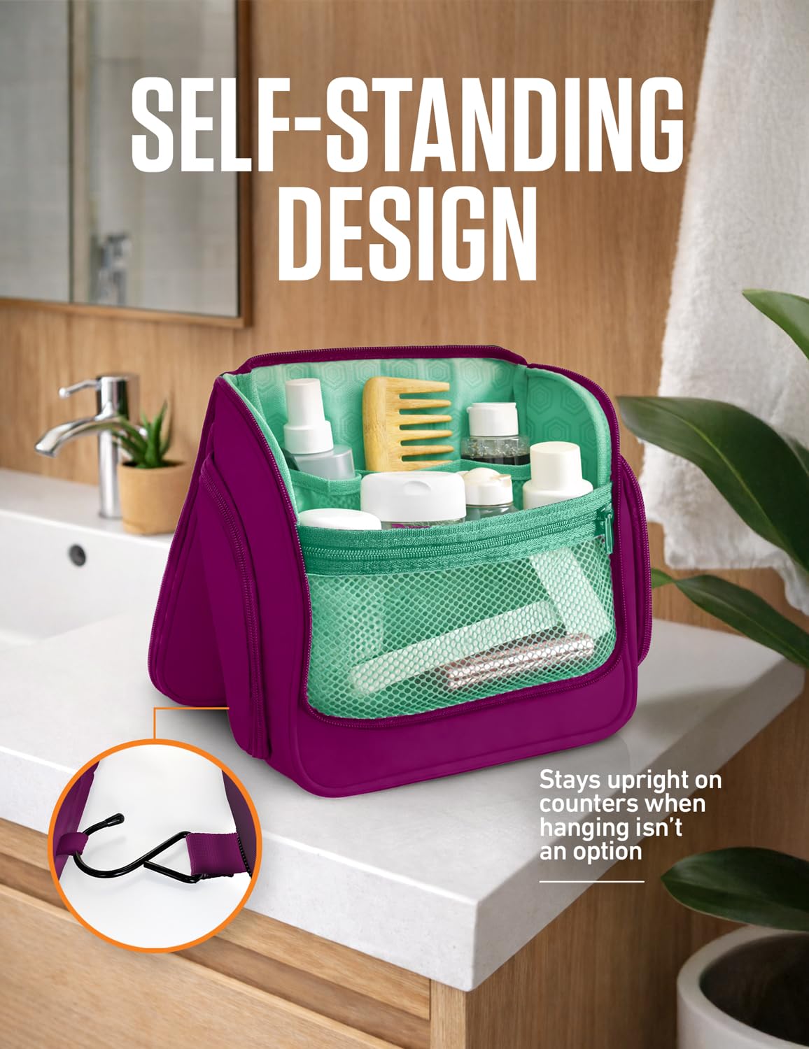 VENTURE 4TH Hanging Travel Toiletry Bag with TSA-approved clear pouch