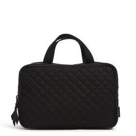 Vera Bradley Cotton Travel Makeup Organizer Case front view in black