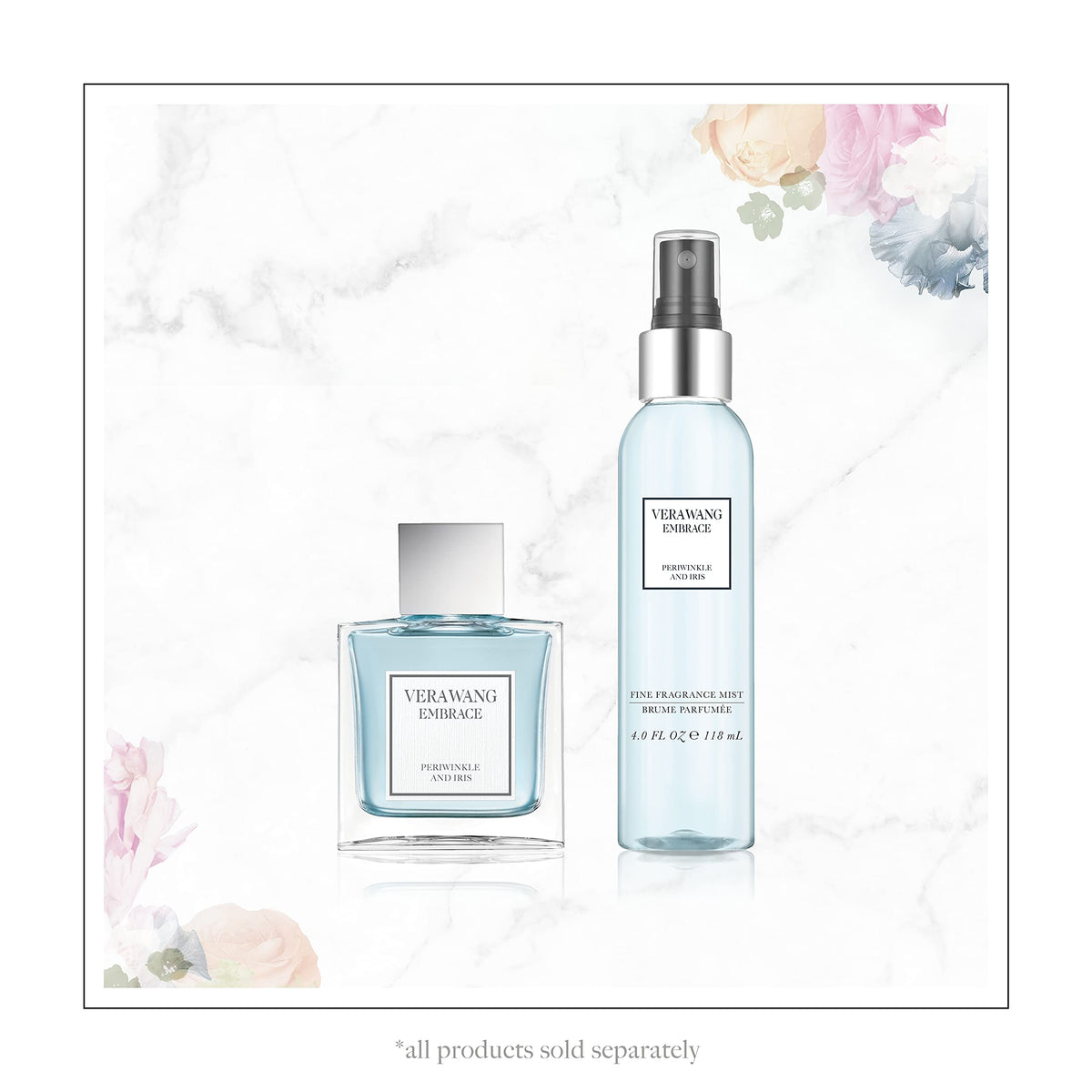 Vera Wang Embrace Periwinkle & Iris Body Mist bottle close-up