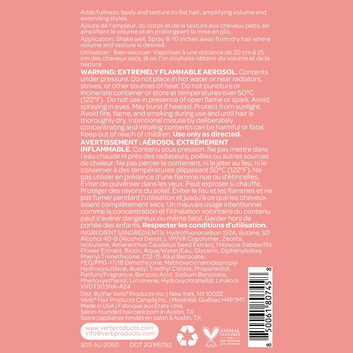 VERB Volume Dry Texture Spray 10 oz cap open