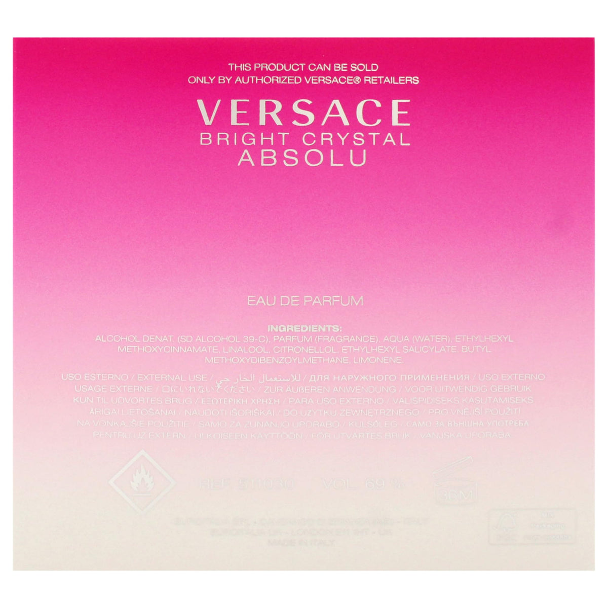 Versace Bright Crystal Absolu displayed with flowers