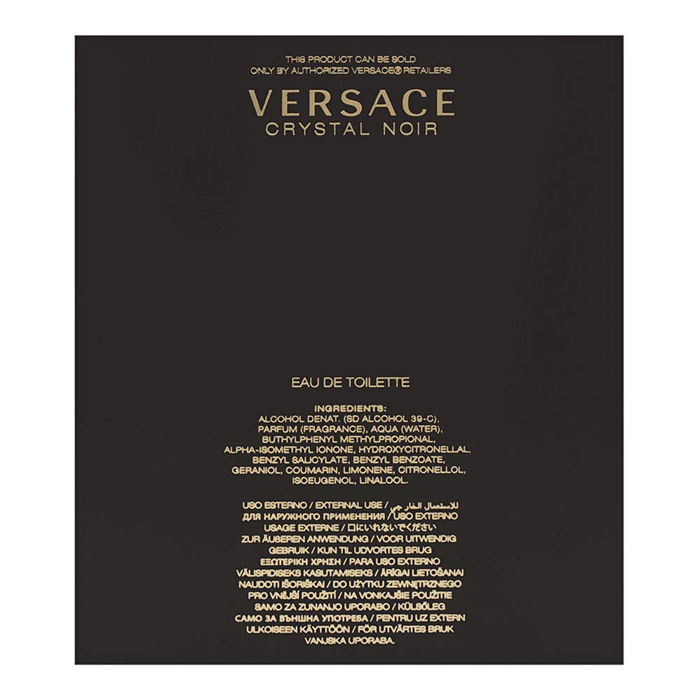 Versace Crystal Noir Eau de Toilette Spray 3.0 oz packaging side view