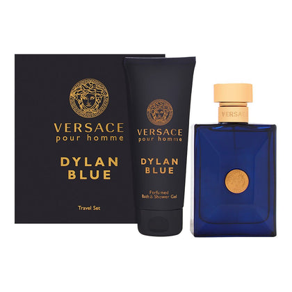 Versace Dylan Blue 2 Piece Gift Set front view with EDT and shower gel