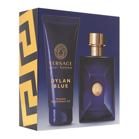 Versace Dylan Blue shower gel close-up in packaging