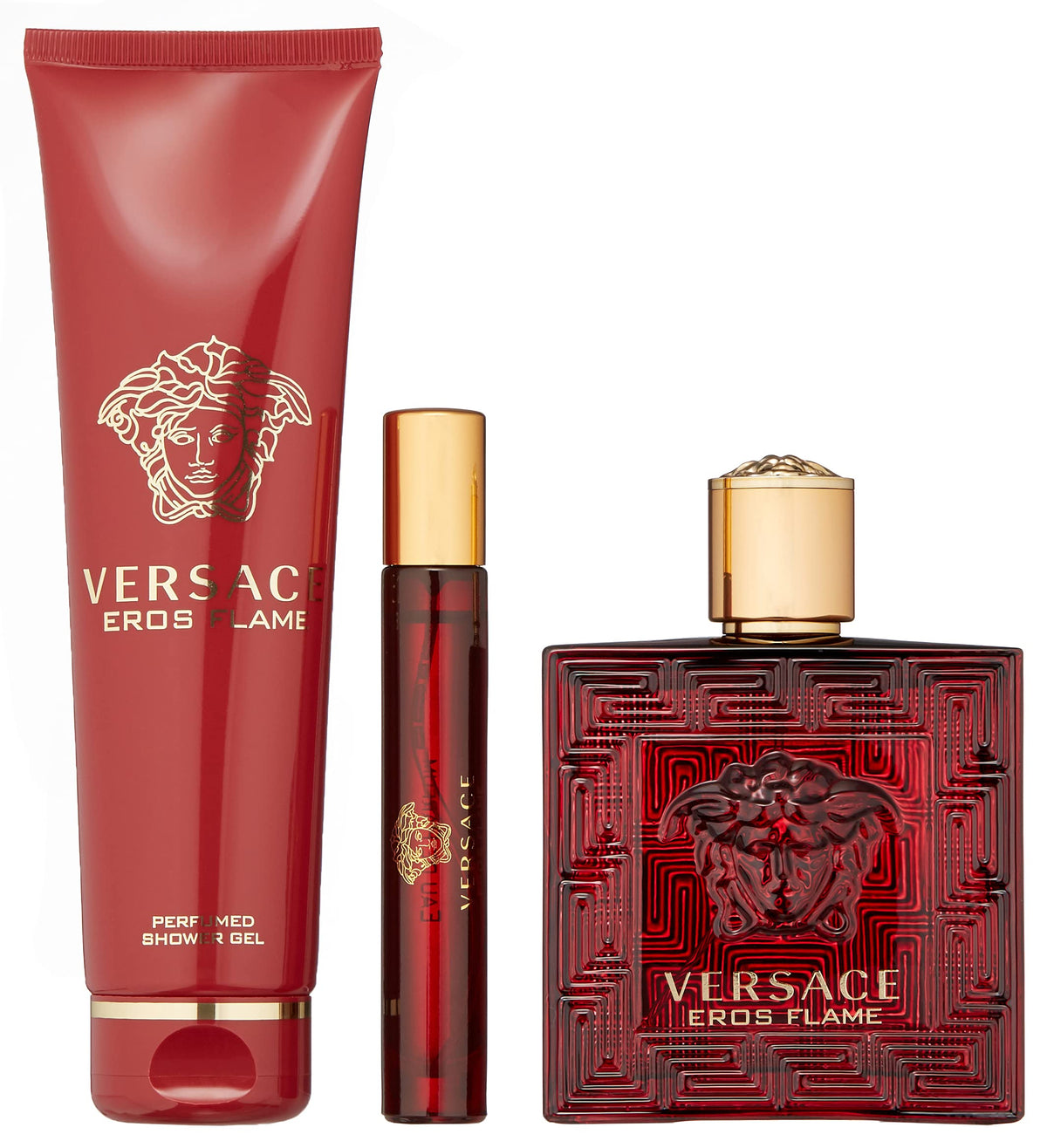 Versace Eros Flame Men Gift Set front view with EDP and shower gel