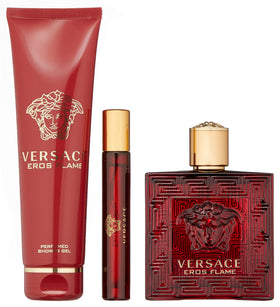Versace Eros Flame Men Gift Set front view with EDP and shower gel