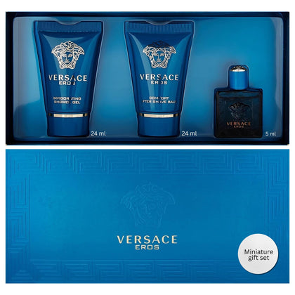 Versace Eros Mini Gift Set for Men with EDT, shower gel, and after shave balm