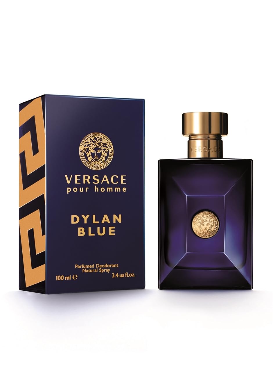Versace Pour Homme Dylan Blue deodorant spray packaging side view