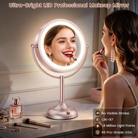 VESAUR 8.5" Lighted Makeup Mirror side view showing 360° rotation