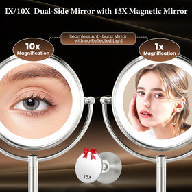 VESAUR lighted makeup mirror side view showing 360-degree swivel