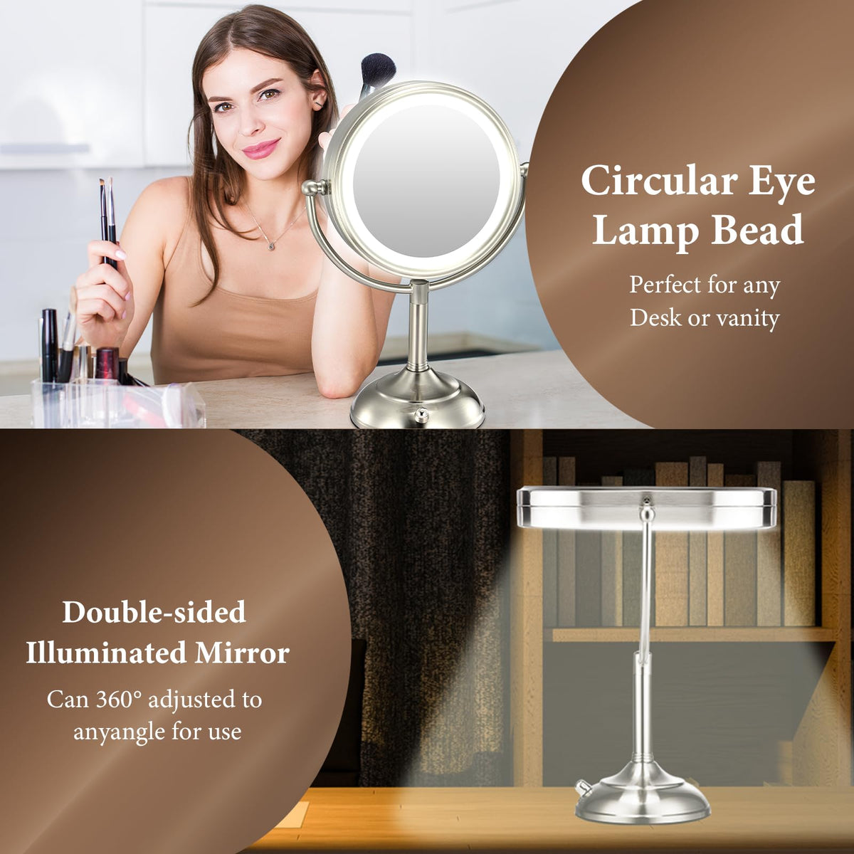 VESAUR makeup mirror with auto-off feature demonstration