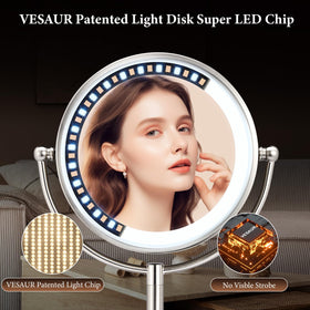 VESAUR Pearl Nickel lighted mirror elegant design and finish