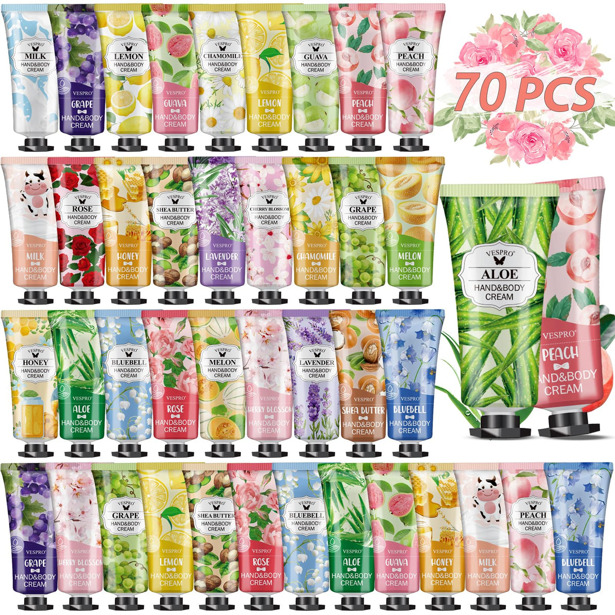 VESPRO 70 Pack Hand Cream Set with assorted scents