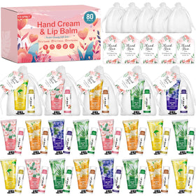 VESPRO 80 Sets Hand Cream and Lip Balm Gift Set with organza bags