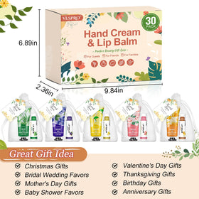 VESPRO hand cream and lip balm set displayed on a table
