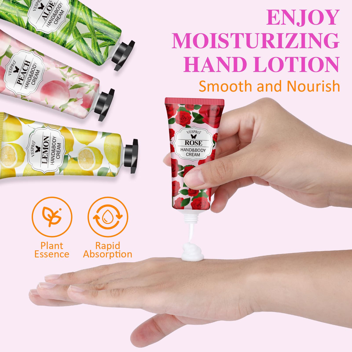 VESPRO hand cream set displayed with various scents
