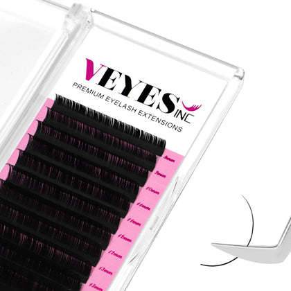 VEYES INC Classic Volume Lash Extensions 0.03 C Curl 12mm tray front view