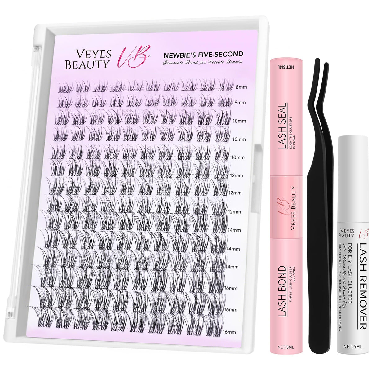 VEYESBEAUTY Aliva Lash Clusters Kit front view with packaging