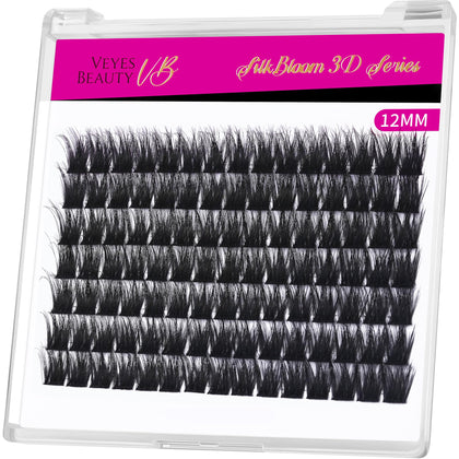 VEYESBEAUTY Lash Clusters 12mm front view with fluffy design