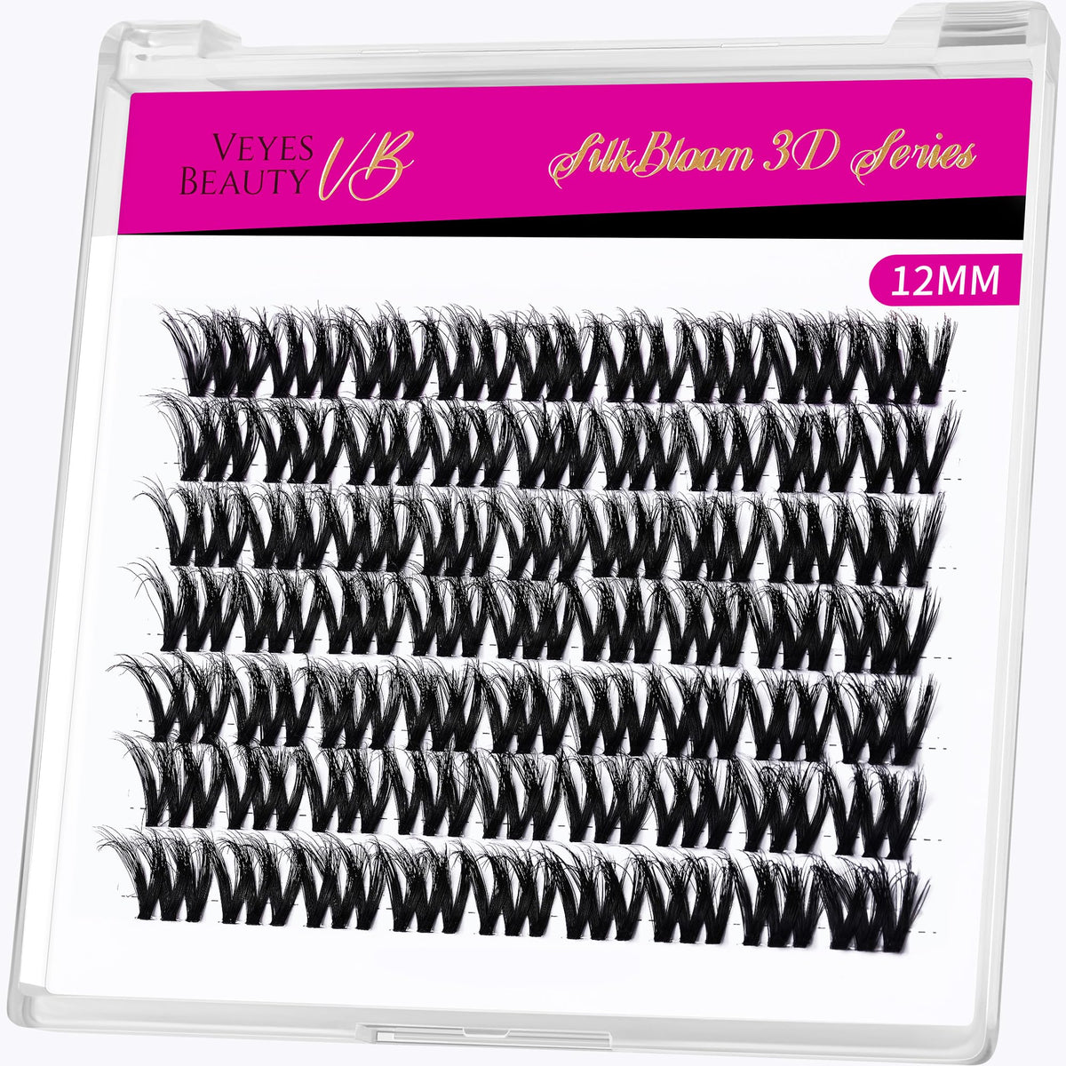 VEYESBEAUTY Lash Clusters 12mm front view with packaging