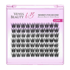 VEYESBEAUTY Lash Clusters 12mm side view with lash sealer