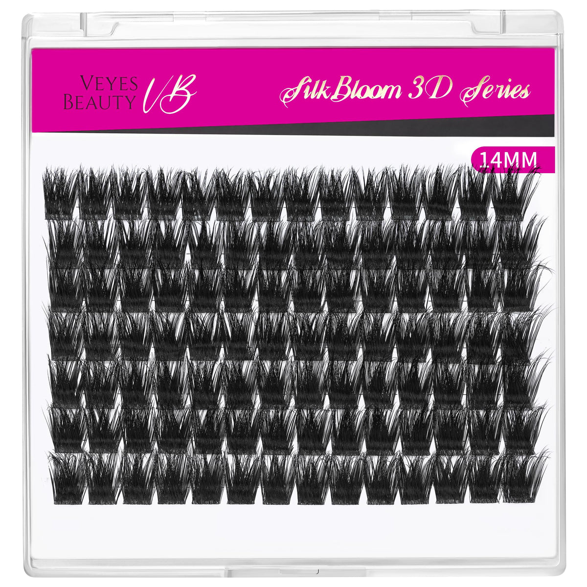VEYESBEAUTY Lash Clusters 14mm tray showing multiple clusters