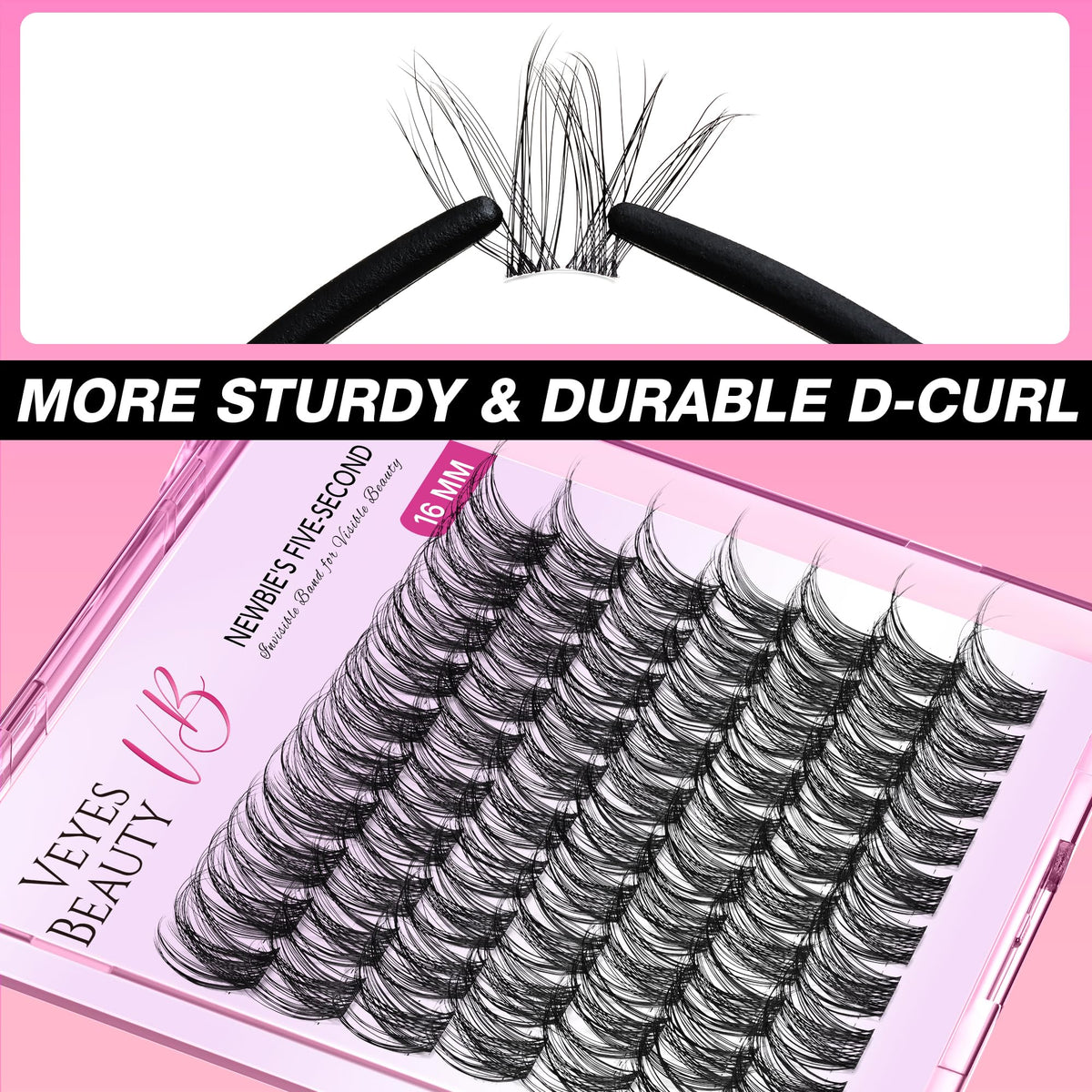 VEYESBEAUTY Lash Clusters 16mm close-up of lashes