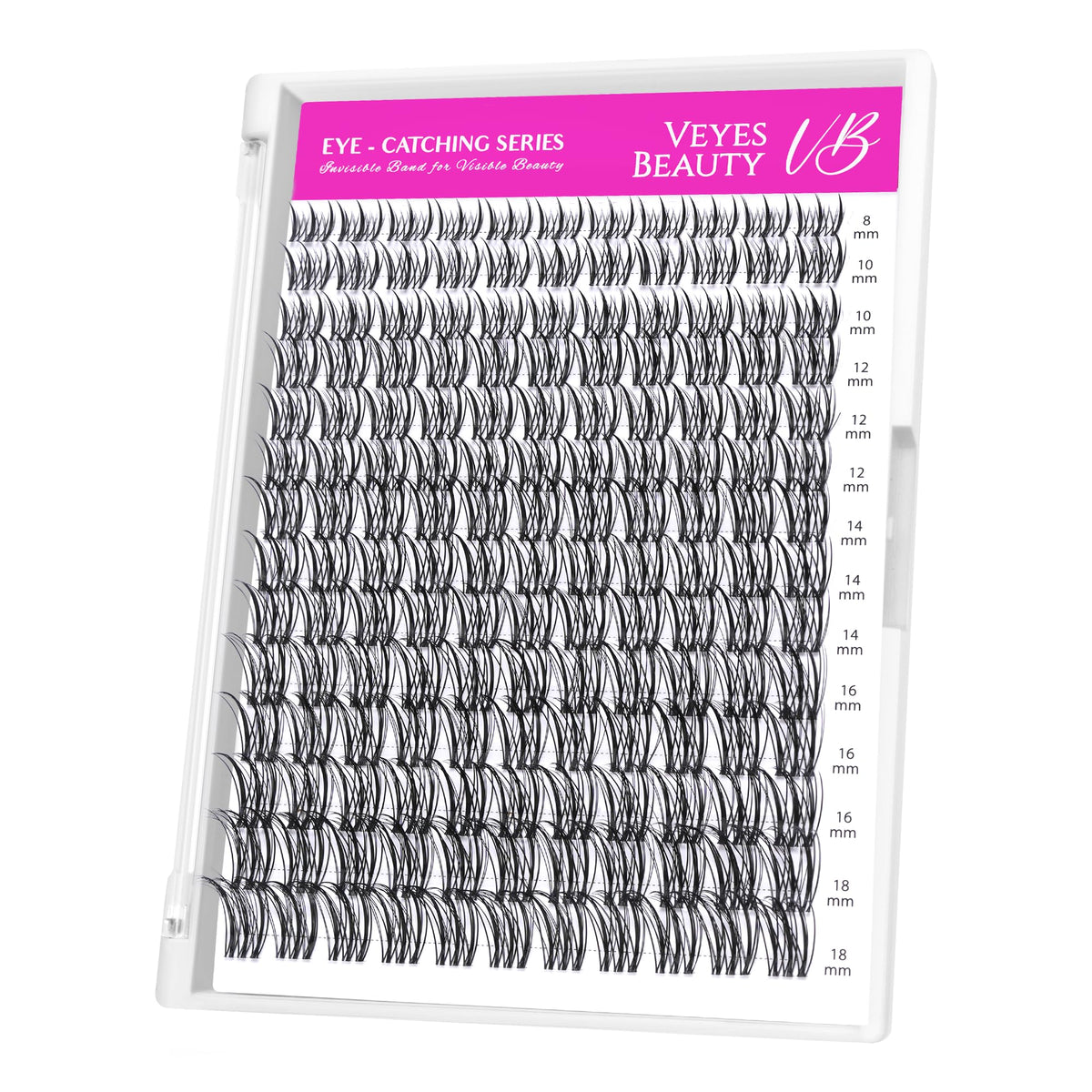 VEYESBEAUTY Lash Clusters 8-18mm front view in packaging