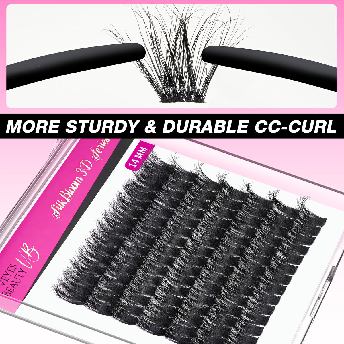 VEYESBEAUTY Lash Clusters displayed on a makeup table