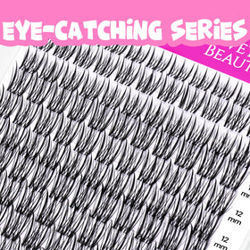 VEYESBEAUTY Lash Clusters displayed with tweezers and lash bond