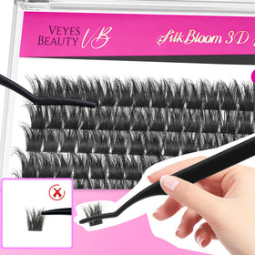 VEYESBEAUTY Lash Clusters in use on a model