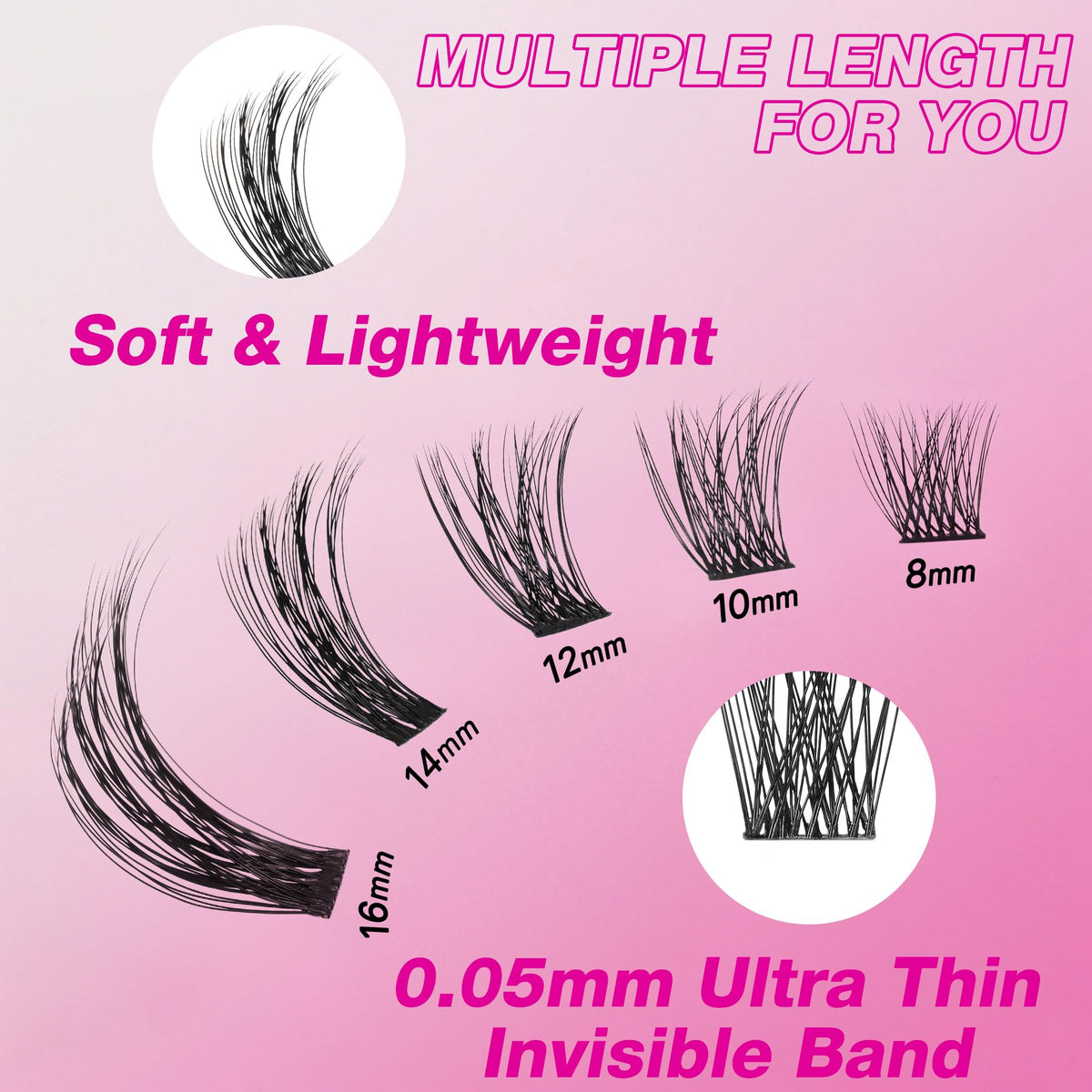 VEYESBEAUTY Lash Clusters in use on model's eyes