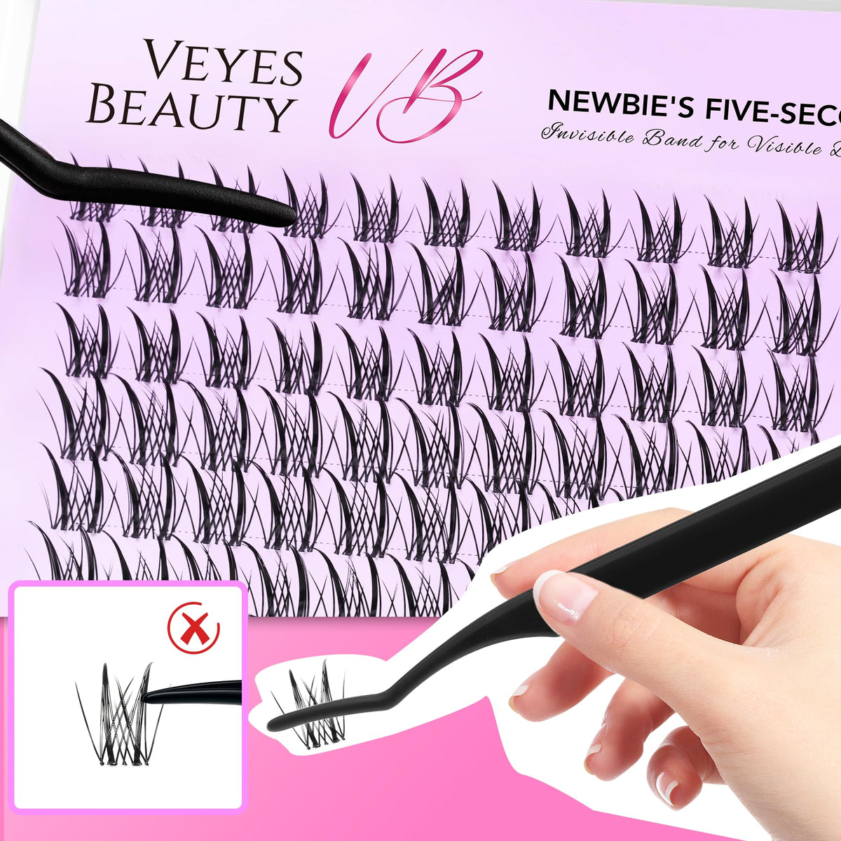 VEYESBEAUTY Lash Clusters Kit contents laid out on a table